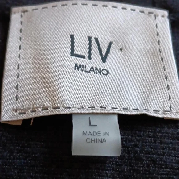 Liv Milano Beaded Heart VNeck Long Sleeve Sweater Soft Slouchy Black White Large - Picture 5 of 8